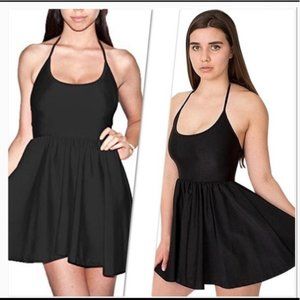 American Apparel Black Nylon Halter Skater Dress